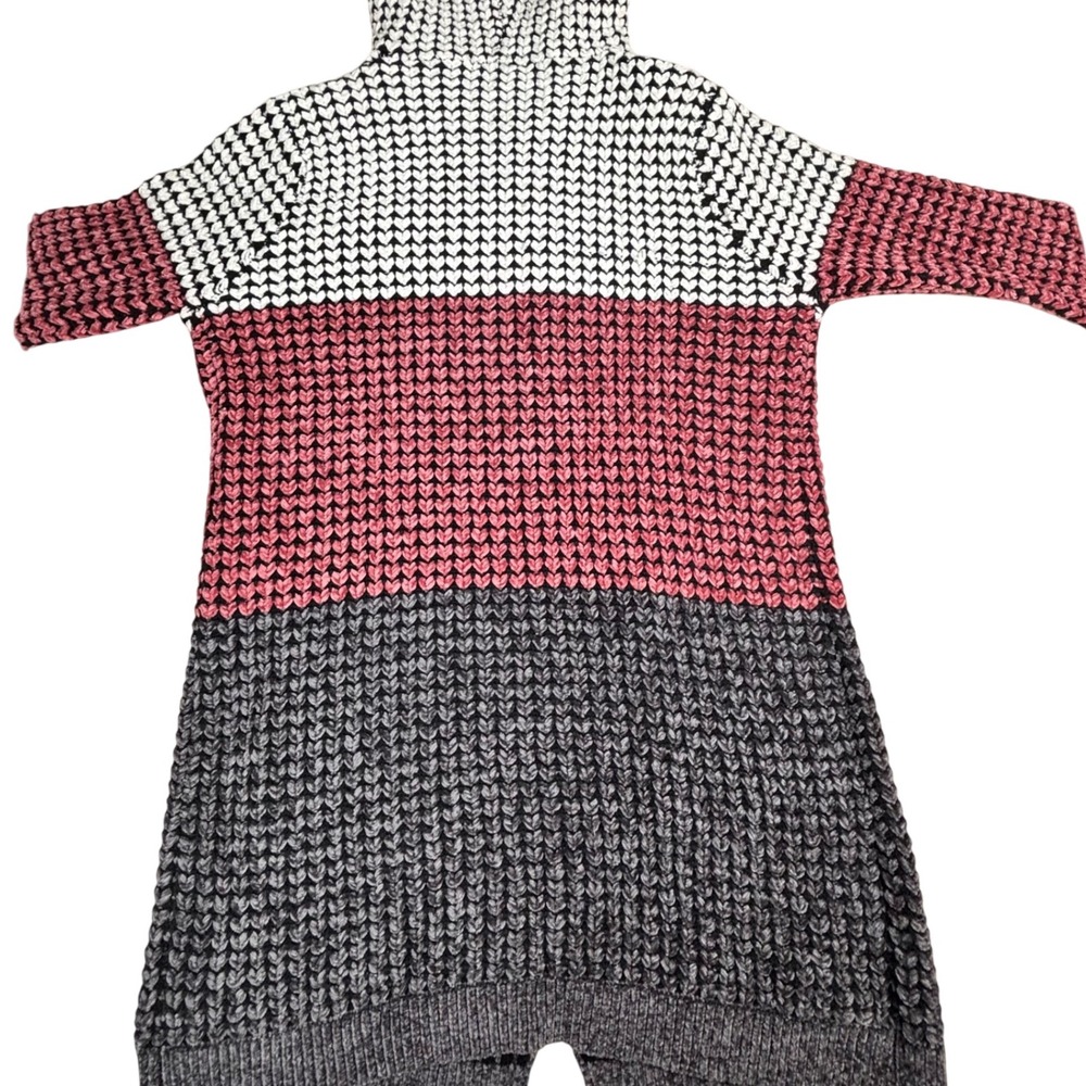 NWT Oliver.O Chenille Knit Hooded Cardigan Sweater Hearts Gray Pink White Sz M - Picture 6 of 9